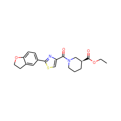 CCOC(=O)[C@H]1CCCN(C(=O)c2csc(-c3ccc4c(c3)CCO4)n2)C1 ZINC000001033479