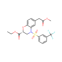 CCOC(=O)[C@H]1CN(S(=O)(=O)c2cccc(C(F)(F)F)c2)c2cc(CC(=O)OC)ccc2O1 ZINC000001399725