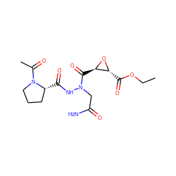 CCOC(=O)[C@H]1O[C@@H]1C(=O)N(CC(N)=O)NC(=O)[C@@H]1CCCN1C(C)=O ZINC000062260285