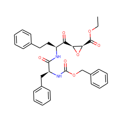 CCOC(=O)[C@H]1O[C@H]1C(=O)[C@H](CCc1ccccc1)NC(=O)[C@H](Cc1ccccc1)NC(=O)OCc1ccccc1 ZINC000028957295