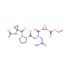 CCOC(=O)[C@H]1O[C@H]1C(=O)N(CC(N)=O)NC(=O)[C@@H]1CCCN1C(=O)C1(NC(C)=O)CC1 ZINC000073197960