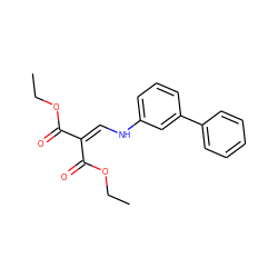 CCOC(=O)C(=CNc1cccc(-c2ccccc2)c1)C(=O)OCC ZINC000014956351