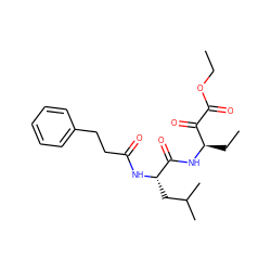 CCOC(=O)C(=O)[C@@H](CC)NC(=O)[C@H](CC(C)C)NC(=O)CCc1ccccc1 ZINC000013833713