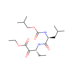 CCOC(=O)C(=O)[C@@H](CC)NC(=O)[C@H](CC(C)C)NC(=O)OCC(C)C ZINC000013833731