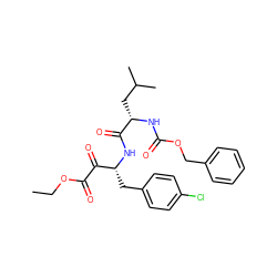 CCOC(=O)C(=O)[C@@H](Cc1ccc(Cl)cc1)NC(=O)[C@H](CC(C)C)NC(=O)OCc1ccccc1 ZINC000013833739