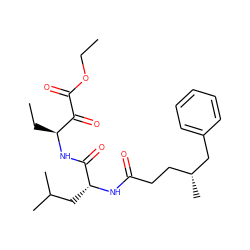 CCOC(=O)C(=O)[C@H](CC)NC(=O)[C@@H](CC(C)C)NC(=O)CC[C@@H](C)Cc1ccccc1 ZINC000027097576