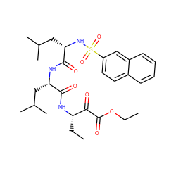 CCOC(=O)C(=O)[C@H](CC)NC(=O)[C@H](CC(C)C)NC(=O)[C@H](CC(C)C)NS(=O)(=O)c1ccc2ccccc2c1 ZINC000169319151