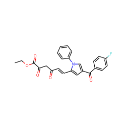 CCOC(=O)C(=O)CC(=O)/C=C/c1cc(C(=O)c2ccc(F)cc2)cn1-c1ccccc1 ZINC000299857540