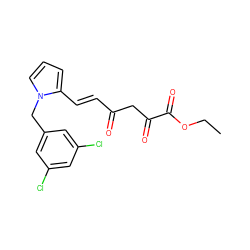 CCOC(=O)C(=O)CC(=O)/C=C/c1cccn1Cc1cc(Cl)cc(Cl)c1 ZINC000103295962