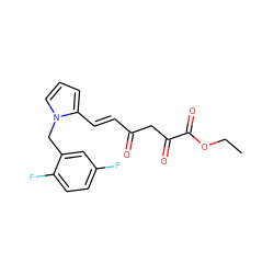 CCOC(=O)C(=O)CC(=O)/C=C/c1cccn1Cc1cc(F)ccc1F ZINC000103295943