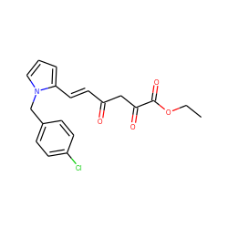 CCOC(=O)C(=O)CC(=O)/C=C/c1cccn1Cc1ccc(Cl)cc1 ZINC000100994693