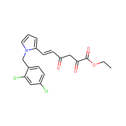 CCOC(=O)C(=O)CC(=O)/C=C/c1cccn1Cc1ccc(Cl)cc1Cl ZINC000103295957