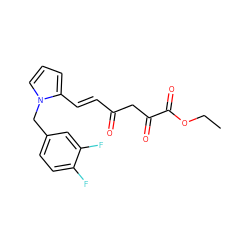 CCOC(=O)C(=O)CC(=O)/C=C/c1cccn1Cc1ccc(F)c(F)c1 ZINC000103295951