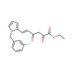 CCOC(=O)C(=O)CC(=O)/C=C/c1cccn1Cc1cccc(F)c1 ZINC000103295970