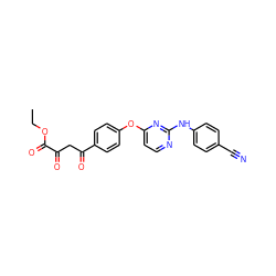 CCOC(=O)C(=O)CC(=O)c1ccc(Oc2ccnc(Nc3ccc(C#N)cc3)n2)cc1 ZINC001772570631