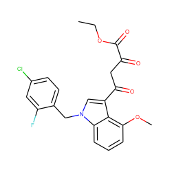 CCOC(=O)C(=O)CC(=O)c1cn(Cc2ccc(Cl)cc2F)c2cccc(OC)c12 ZINC000102056411