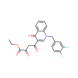 CCOC(=O)C(=O)CC(=O)c1cn(Cc2ccc(F)c(F)c2)c2ccccc2c1=O ZINC000473171636