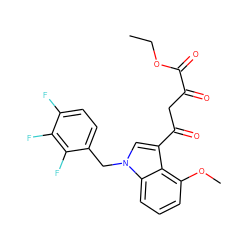 CCOC(=O)C(=O)CC(=O)c1cn(Cc2ccc(F)c(F)c2F)c2cccc(OC)c12 ZINC000101656301