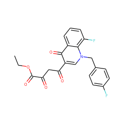 CCOC(=O)C(=O)CC(=O)c1cn(Cc2ccc(F)cc2)c2c(F)cccc2c1=O ZINC000101675751