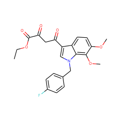 CCOC(=O)C(=O)CC(=O)c1cn(Cc2ccc(F)cc2)c2c(OC)c(OC)ccc12 ZINC000102821299