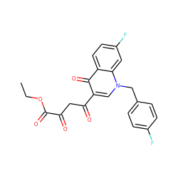 CCOC(=O)C(=O)CC(=O)c1cn(Cc2ccc(F)cc2)c2cc(F)ccc2c1=O ZINC000101534360