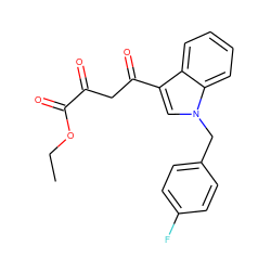 CCOC(=O)C(=O)CC(=O)c1cn(Cc2ccc(F)cc2)c2ccccc12 ZINC000101031950