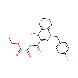 CCOC(=O)C(=O)CC(=O)c1cn(Cc2ccc(F)cc2)c2ccccc2c1=O ZINC000101532063