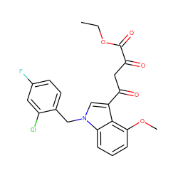 CCOC(=O)C(=O)CC(=O)c1cn(Cc2ccc(F)cc2Cl)c2cccc(OC)c12 ZINC000102059405