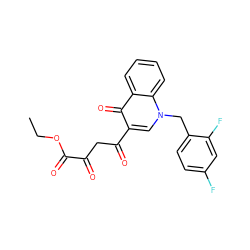 CCOC(=O)C(=O)CC(=O)c1cn(Cc2ccc(F)cc2F)c2ccccc2c1=O ZINC000473171630