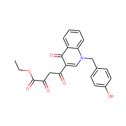 CCOC(=O)C(=O)CC(=O)c1cn(Cc2ccc(O)cc2)c2ccccc2c1=O ZINC000473168014