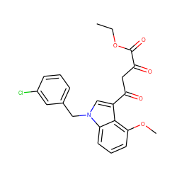 CCOC(=O)C(=O)CC(=O)c1cn(Cc2cccc(Cl)c2)c2cccc(OC)c12 ZINC000102053767