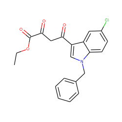 CCOC(=O)C(=O)CC(=O)c1cn(Cc2ccccc2)c2ccc(Cl)cc12 ZINC000101031549