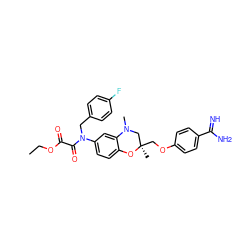 CCOC(=O)C(=O)N(Cc1ccc(F)cc1)c1ccc2c(c1)N(C)C[C@@](C)(COc1ccc(C(=N)N)cc1)O2 ZINC000072177698