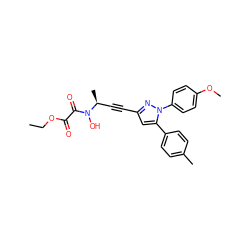 CCOC(=O)C(=O)N(O)[C@@H](C)C#Cc1cc(-c2ccc(C)cc2)n(-c2ccc(OC)cc2)n1 ZINC000028102502