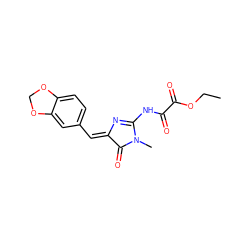 CCOC(=O)C(=O)NC1=N/C(=C\c2ccc3c(c2)OCO3)C(=O)N1C ZINC000072107086