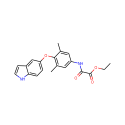 CCOC(=O)C(=O)Nc1cc(C)c(Oc2ccc3[nH]ccc3c2)c(C)c1 ZINC000028350039