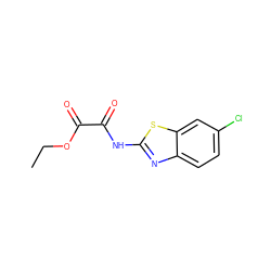 CCOC(=O)C(=O)Nc1nc2ccc(Cl)cc2s1 ZINC000004201800