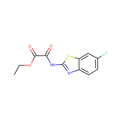 CCOC(=O)C(=O)Nc1nc2ccc(F)cc2s1 ZINC000004201803