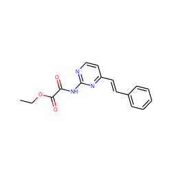 CCOC(=O)C(=O)Nc1nccc(/C=C/c2ccccc2)n1 ZINC000058487486