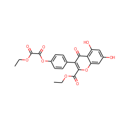 CCOC(=O)C(=O)Oc1ccc(-c2c(C(=O)OCC)oc3cc(O)cc(O)c3c2=O)cc1 ZINC000040939474