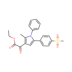 CCOC(=O)C(=O)c1cc(-c2ccc(S(C)(=O)=O)cc2)n(-c2ccccc2)c1C ZINC000013643727