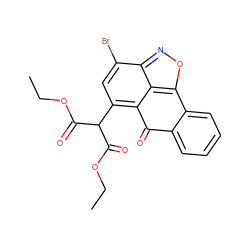 CCOC(=O)C(C(=O)OCC)c1cc(Br)c2noc3c2c1C(=O)c1ccccc1-3 ZINC000002295296