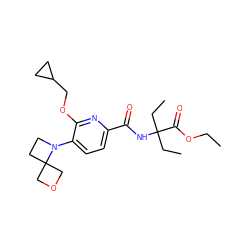 CCOC(=O)C(CC)(CC)NC(=O)c1ccc(N2CCC23COC3)c(OCC2CC2)n1 ZINC000150243753