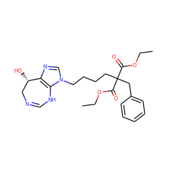 CCOC(=O)C(CCCCn1cnc2c1NC=NC[C@@H]2O)(Cc1ccccc1)C(=O)OCC ZINC000013807825