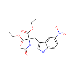 CCOC(=O)C(Cc1c[nH]c2ccc([N+](=O)[O-])cc12)(NC(C)=O)C(=O)OCC ZINC000001692068