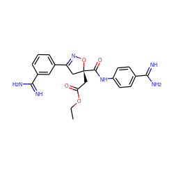 CCOC(=O)C[C@@]1(C(=O)Nc2ccc(C(=N)N)cc2)CC(c2cccc(C(=N)N)c2)=NO1 ZINC000027517727