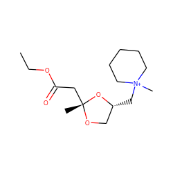 CCOC(=O)C[C@@]1(C)OC[C@@H](C[N+]2(C)CCCCC2)O1 ZINC000003638818