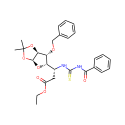 CCOC(=O)C[C@@H](NC(=S)NC(=O)c1ccccc1)[C@@H]1O[C@H]2OC(C)(C)O[C@H]2[C@@H]1OCc1ccccc1 ZINC000014979675