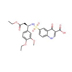 CCOC(=O)C[C@@H](NS(=O)(=O)c1ccc2[nH]cc(C(=O)O)c(=O)c2c1)c1ccc(OCC)c(OC)c1 ZINC000015936884