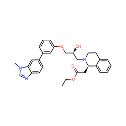 CCOC(=O)C[C@@H]1c2ccccc2CCN1C[C@H](O)COc1cccc(-c2ccc3ncn(C)c3c2)c1 ZINC000219727767